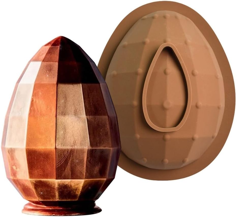 Uposao Silicone Easter Egg Mould, 3D Chocolate Easter Mould DIY Non-Stick Cake Mould for Chocolate, Biscuit, Cake, Easter Eggs