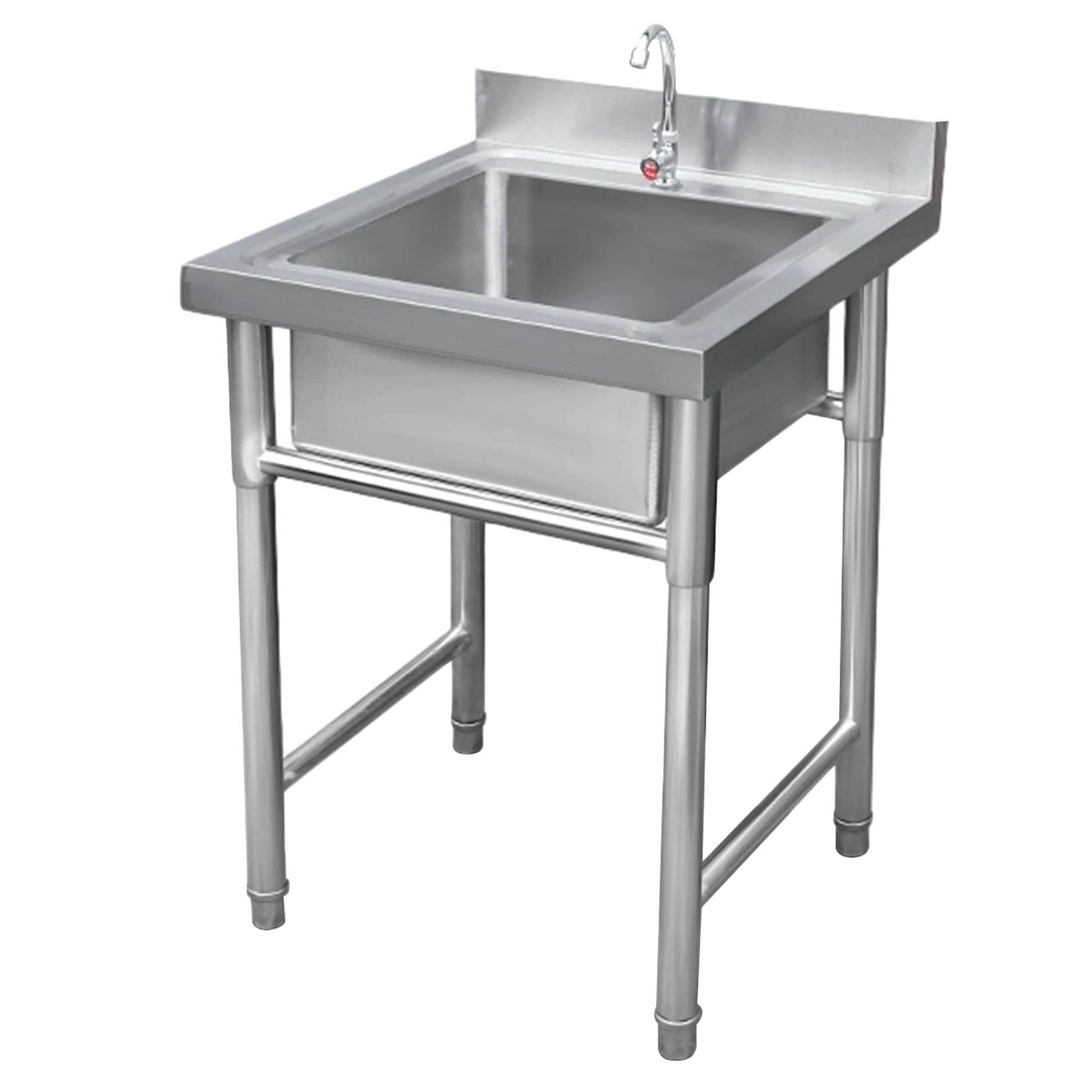 HCZKIUJY Kitchen Utility Sink,Single Bowl Commercial 304 Stainless Steel Sink, 1 Compartment Freestanding Utility Sink with Faucet, for Kitchen, Restaurant, Garage, Laundry (19.6x19.6x31.4in)