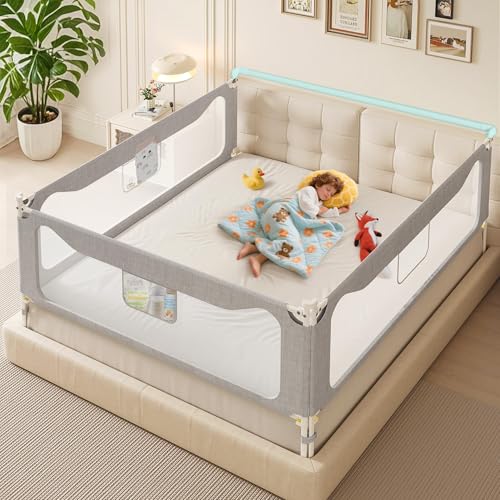 FAVIRZCE Updated King Size Bed Rail for Toddlers: Extral Tall Adjustable Child Safety Side Railing Guards for Infants Kids Child(78.7x78.7X 74.8)
