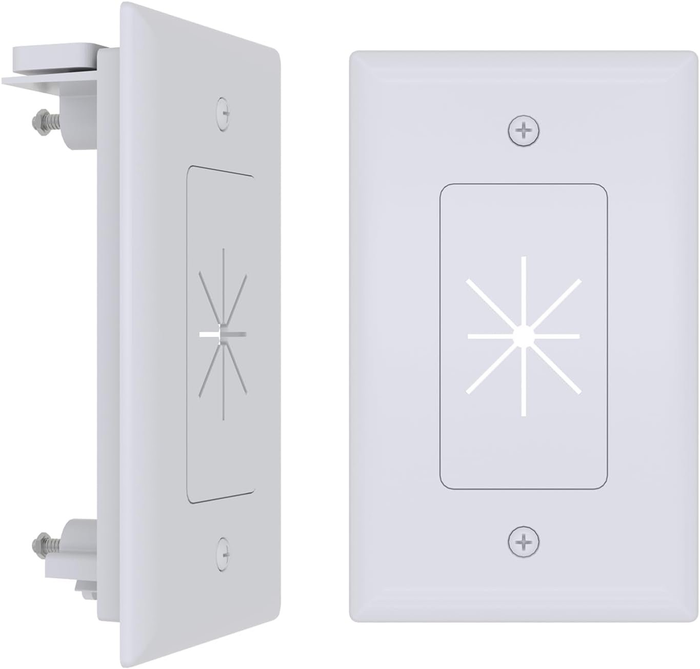 DATA COMM Electronics 45-0014-WH 1-Gang Cable Wall Plate w/ Flexible Opening, Low Voltage Wall Plate,Conceals Up to 6 Cables, Easy Installation,White