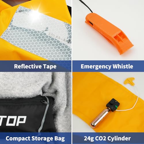 Image of Owntop Manual Inflatable Belt Pack, Adults Swim Jacket with Blowpipe & Whistle, 24g CO2 Cylinder Included, Low Profile for Kayaking, Fishing, Paddle Sports