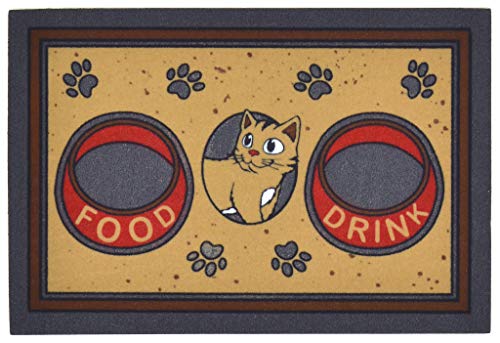 Casa Service - Set de table 40 x 60 cm pour chien chat et animaux domestiques en caoutchouc recyclé, avec espaces pour gamelles, lavable et antidérapant, version chien et chat Cover