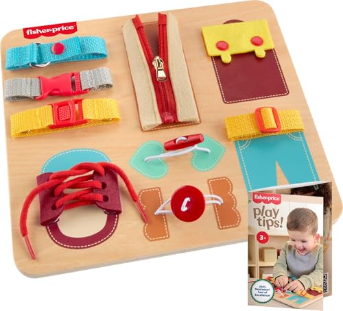 Fisher-Price Wood Montessori Toy Dressing Board, American Montessori Society Seal