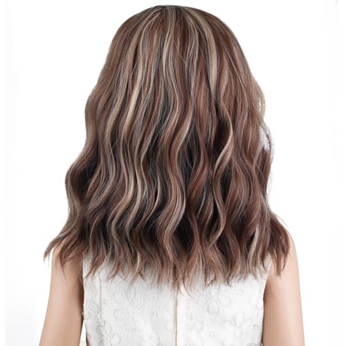 Image of PATTNIUM Kids Child Wig Blonde Brown Short Curly Wig Mixed Brown Wigs for Girls Cosplay Halloween Party Costume Heat Resistant Synthetic Hair Girls Wig (Brown Blonde)