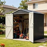 Metall-Geräteschuppen Grau | Gartenhaus mit Belüftung & Abschließbarer Tür | Inkl. Metallfundament & Erdnägeln | Witterungsfest, Verzinkt & UV-Schutz, (185 x 42 x 158cm)