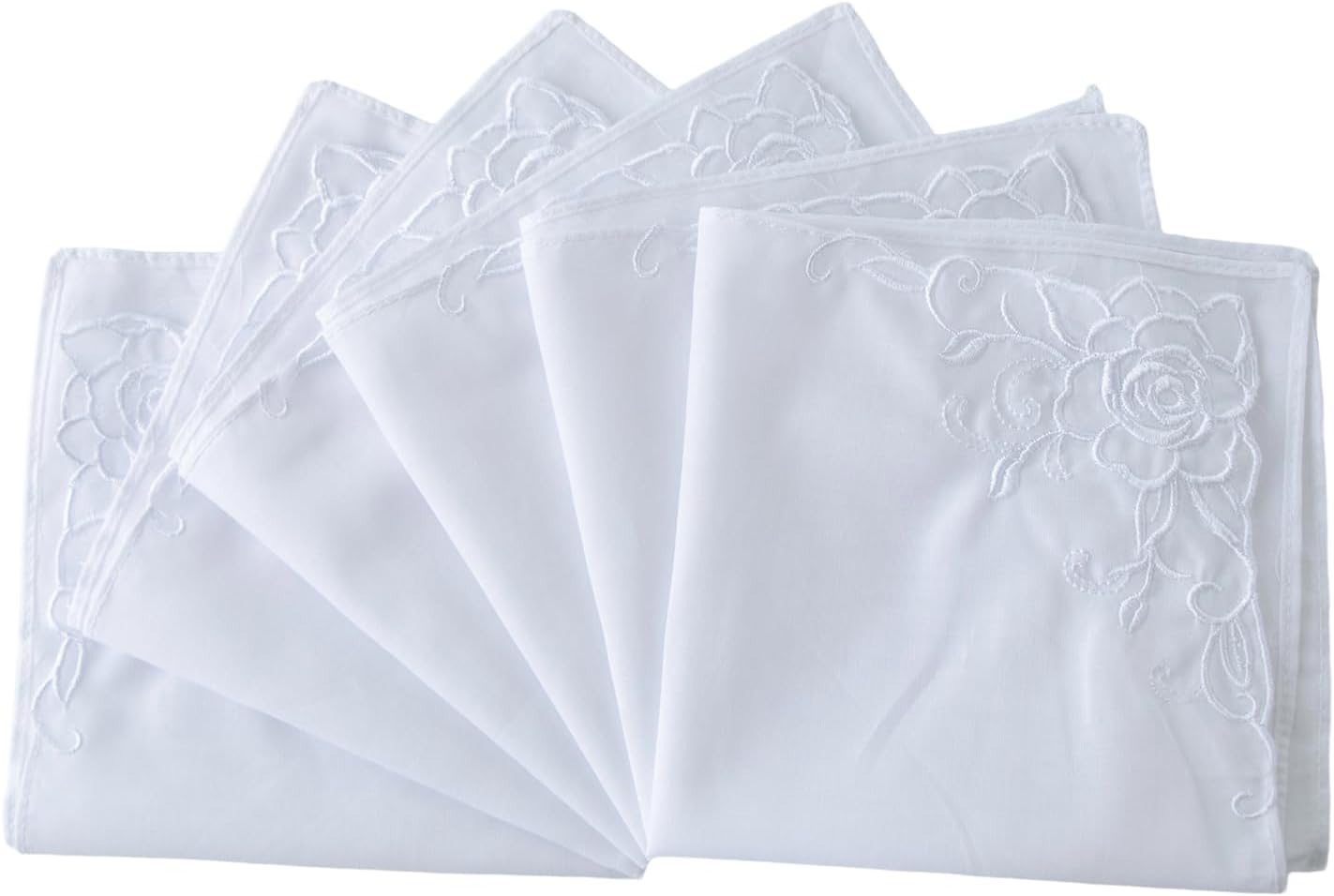 Deeorla Ladies Cotton Lace Handkerchief Womens White Wedding Hankies