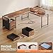 PRAISUN 63 Inch L Shaped Desk with Power Outlets and USB-C Port, Computer Corner Home Office Desk with File Fabric Drawers and Movable Monitor Stand, Larger Storage, Gaming, Writing, Rustic Brown