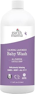 Earth Mama Calming Lavender Baby Wash Liquid Foaming Hand Soap Refill, All-Purpose Lavender Body Wash for Sensitive Skin, Castile Soap with Coconut Oil, Shea Butter, Calendula, & Aloe, 34 Fl Oz