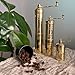 Set of Three Turkish Manual Coffee Grinders, Brass Coffee Mill with Handle, Fixed Top Pepper Grinder, Kitchen Decor