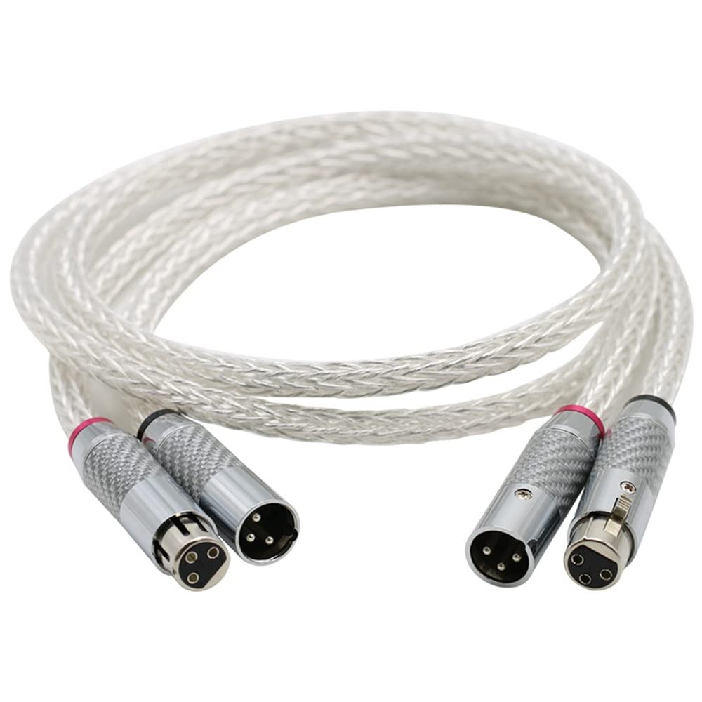 Cable de audio jack 3.5mm Hola fin 8AG Plateado OCC 16 Cable de audio Strands con fibra de carbono 3pins XLR Cable Balance, Conector XLR, Audio Cable de audio jack ( Color : Bluk cable , Size : 2m )