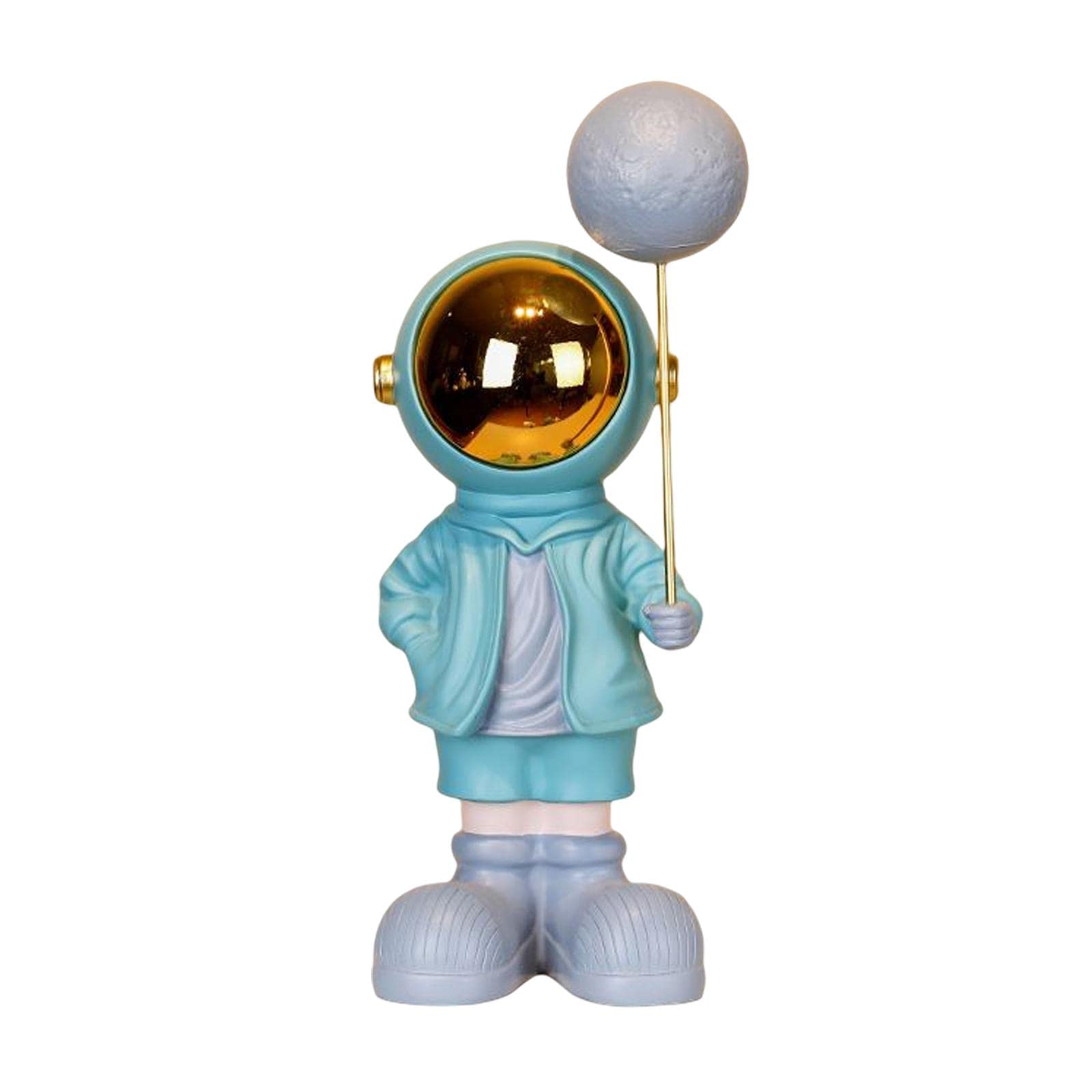 Figura de astronauta de poliresina de escritorio para decoración de mesa (azul)