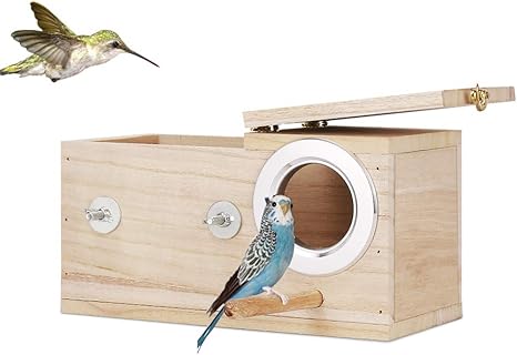 Amazon Com Frjjthchy Wooden Parakeet Budgie Nesting Box Birdhouse Perch Birds Breeding Durable Aviary Cage M Pet Supplies