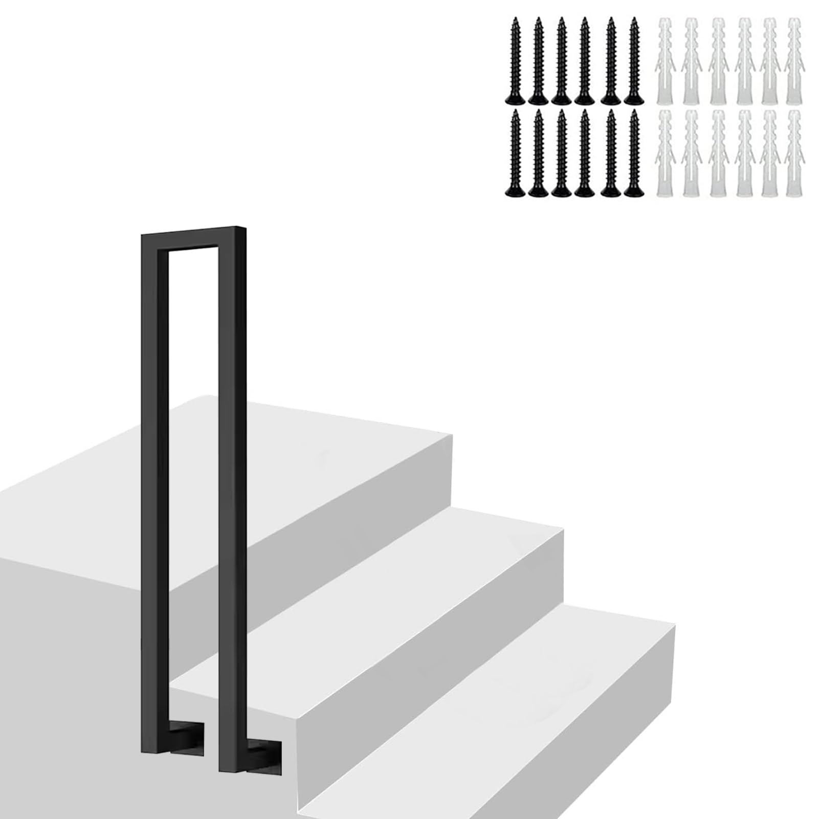 Handläufe für Außentreppen, an der Wand montierter Treppengeländer-Handlauf, rutschfester U-förmiger Handlauf für Treppen oder Stufen, Metalltreppengeländer Garage Veranda Garten Haltegriff Leitplanke