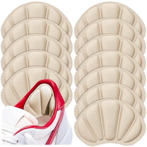 Image of Mesh Self-Adhesive Heel Pads for Shoes - 12Pcs Reusable White Cushion Inserts for Women and Men's Shoes That Are Too Big