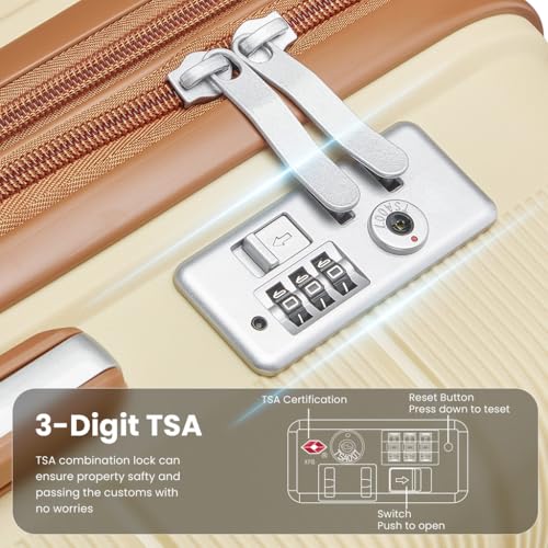 Lightweight Luggage Set for Stress-Free Travel, Durable Expandable Suitcases (14in, 20in, 24in, 28in) in Apricot Cream4