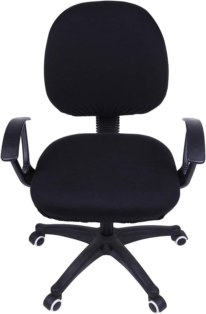 Suреr Sаlе 🛒 Smiry Stretch Print Computer Office Chair Cover, Removable Washable Universal Desk Rotating Chair Slipcover, Black