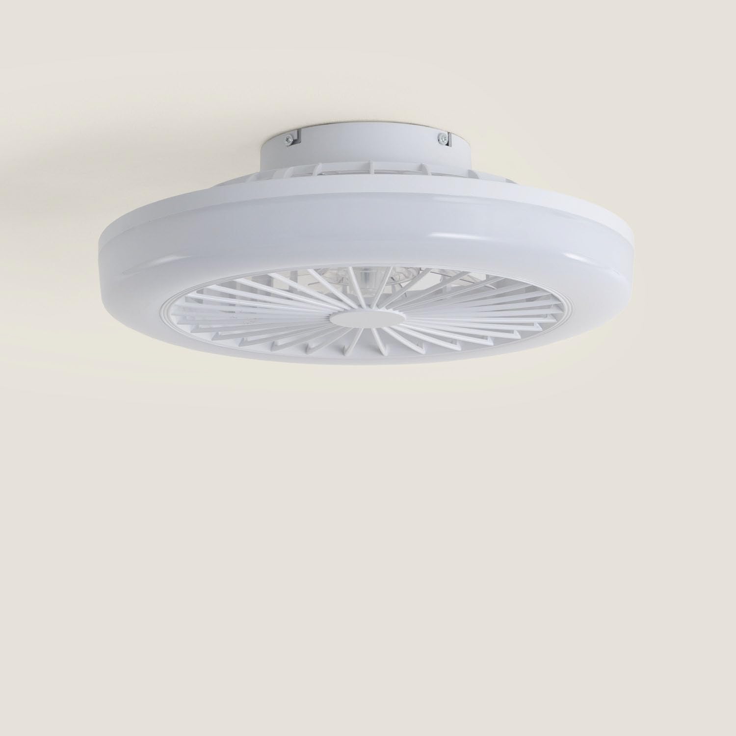 LEDKIA LIGHTING Ventilador de Techo Angin Tipo Plafón Blanco con Luz LED CCT 1920 lm, Motor DC 15W Silencioso y Eficiente, Aspas Ocultas, 6 Velocidades, Mando a Distancia, ideal para estancia mediana