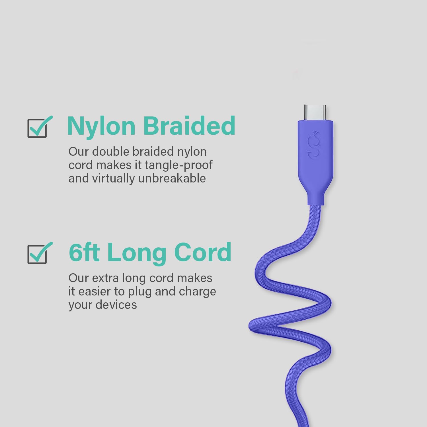 Classy Chargers Cable USB tipo C a Lightning de 6 pies | Certificado MFI para iPhone 13, 13 Pro, 12 Pro Max, 12, 11, X, XS, XR, 8 Plus, Air Pods Pro (morado)