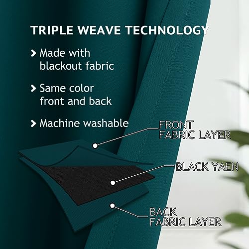 Image of COSVIYA Grommet Room Darkening Dark Teal Curtains 84 inch Long for Bedroom | Light Blocking Insulated Thermal Curtains for Living Room, Blackout Thick Polyester Window Drapes,52x84 inches, 2 Panels
