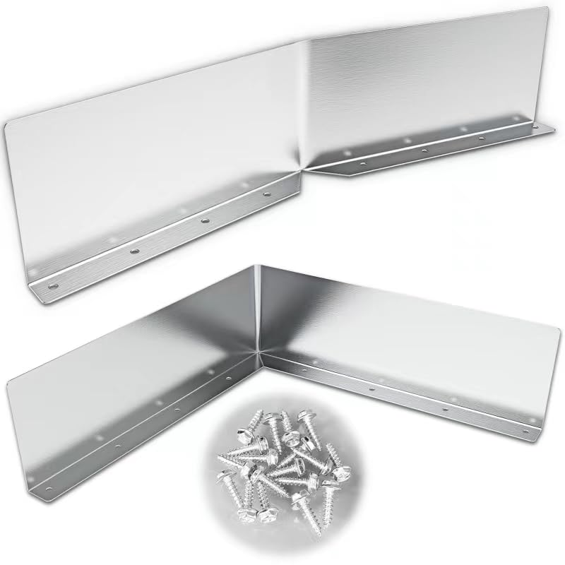 2 PCS Gutter Valley Splash Guards,Rain Gutter Valley Roofing Gutter Guards with Screws,Downspout Diverter Roof Rain Diverter Roofing Gutters for House Shingle Roofs Corner (Bent Style)