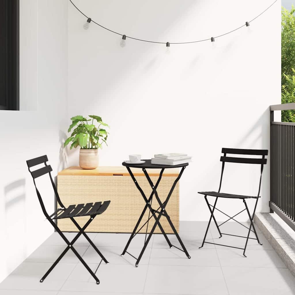 Salon de jardin en acier anthracite résistant aux intempéries et pliant