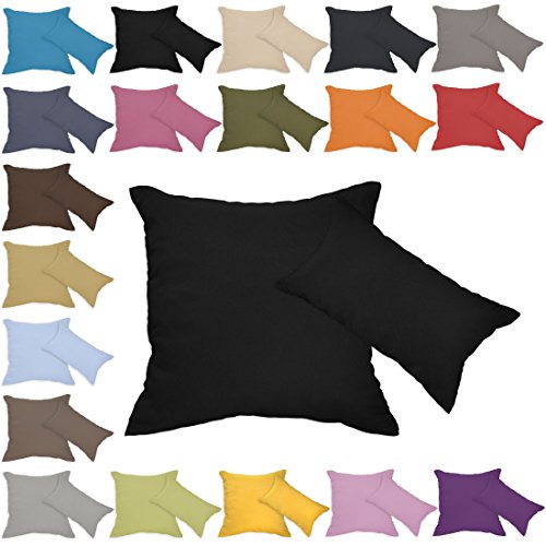 Qool24 Leinen-Optik Kissenbezug mit Reißverschluss Kissenhülle Kissenbezüge 23 Farben und 19 Größen Schwarz 25x25 cm Cover