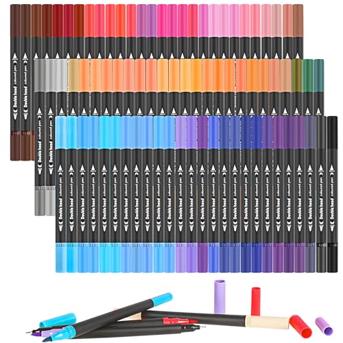 Aoartix Dual Tip Brush Coloring Markers, 120 Color Pens, Artist