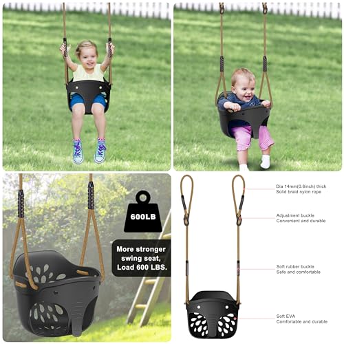 image for SELEWARE Heavy-Duty High Back Full Bucket Toddler Swing Seat with Lock