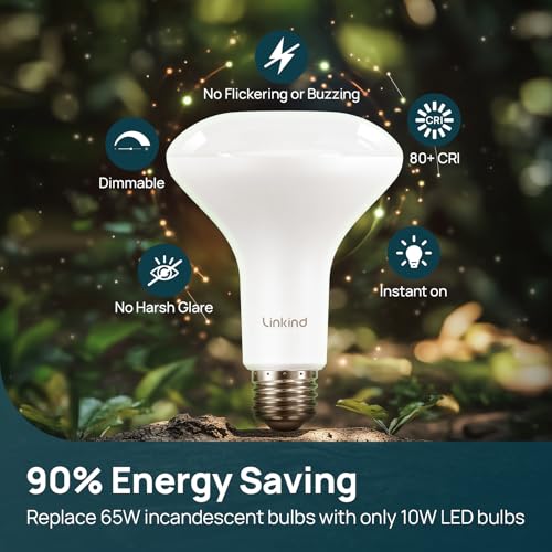 Image of Linkind 6-Pack BR30 LED Flood Light Bulbs Indoor, 10W=65W 850 Lumens 2700K