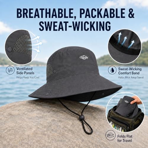 Image of Palmyth Fishing Hat with Detachable Neck Flap UPF 50+ Breathable Sun Hats