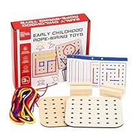 Threading Toys - Wooden Lacing Toy, Sewing Kit Fine Motor Skill | Educational Travel Toyes for Boys Age 3 Plus, Preschool Puzzle Set with Stringing Fun for Car Plane Road Trip