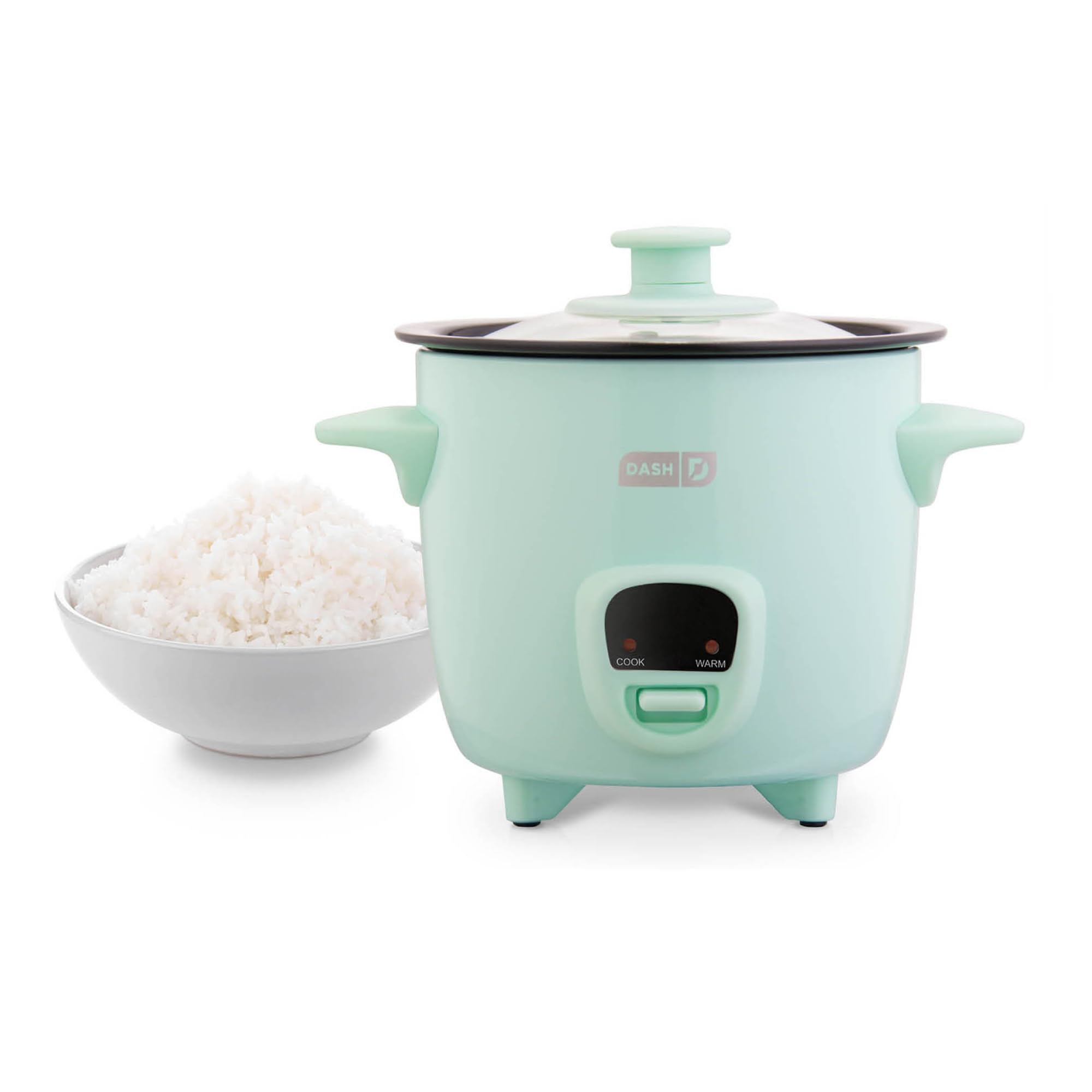 DASH Mini Rice Cooker Steamer with Removable Nonstick Pot, Keep Warm Function & Recipe Guide, .5 Quart, for Soups, Stews, Grains & Oatmeal - Aqua