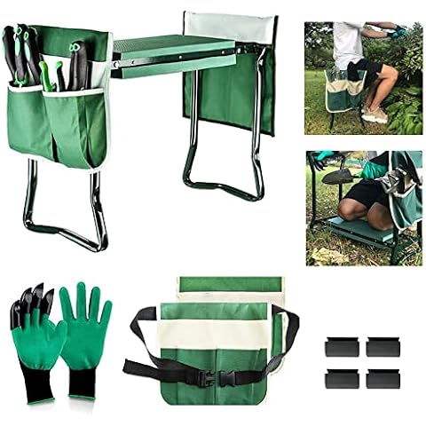 Garden Kneeler and Seat Stool Heavy Duty Garden Folding Bench with Large RemovableTool Pocket Gloves and Soft EVA Kneeling Pad for Gardening Lovers Cover