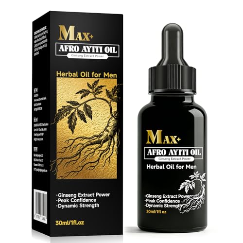 Max+ Afro Ayiti Oil for Men Natural Herbal Extra Strength Care Oil Male-Specific Body Massage Oil with A Non-Greasy Formula that Quickly Absorbs Enhances Vitality