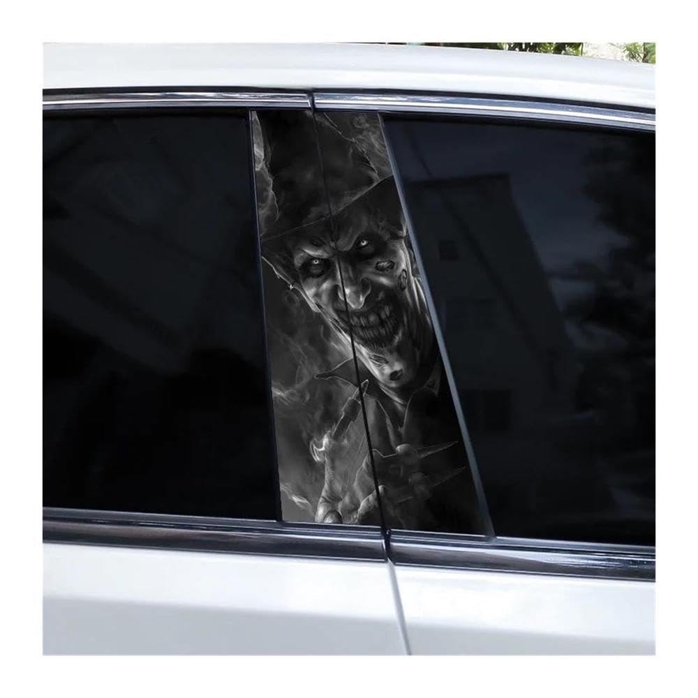 Decorative Items 2pcs Horror Demon Stickers Car Window Pillar Decoration Decal Vinyl Waterproof Stickers(B)
