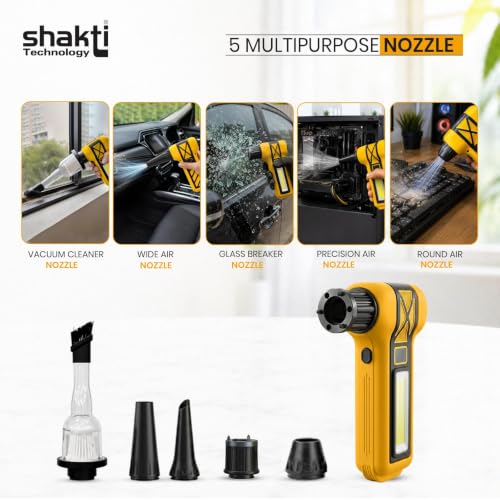 Image of Shakti Technology AirJet Pro Handheld High-Speed Air Duster,130000 RPM Cordless Mini Air Blower & Vacuum Cleaner 2-in-1, Portable Rechargeable Blower for Home, Car, PC and Keyboard Cleaning