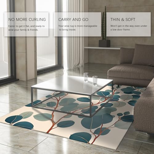 Tapis antidérapant lavable bleu-vert pour buanderie et cuisine moderne - 5