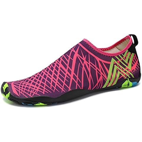 SAGUARO Sommer Strand Badeschuhe Schlüpfen Schnell Trocknend Schwimmen Aquaschuhe Mesh Slip On Wasserschuhe für Damen Herren Pink,35 EU Cover