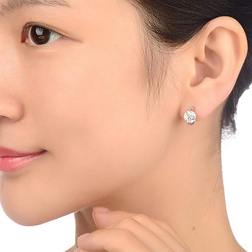 Miniatura 2 de Aretes pequeños de aro pequeños de cristal de plata de ley para cartílago para dormir, aros redondos de 0.394 in para mujeres y niñas