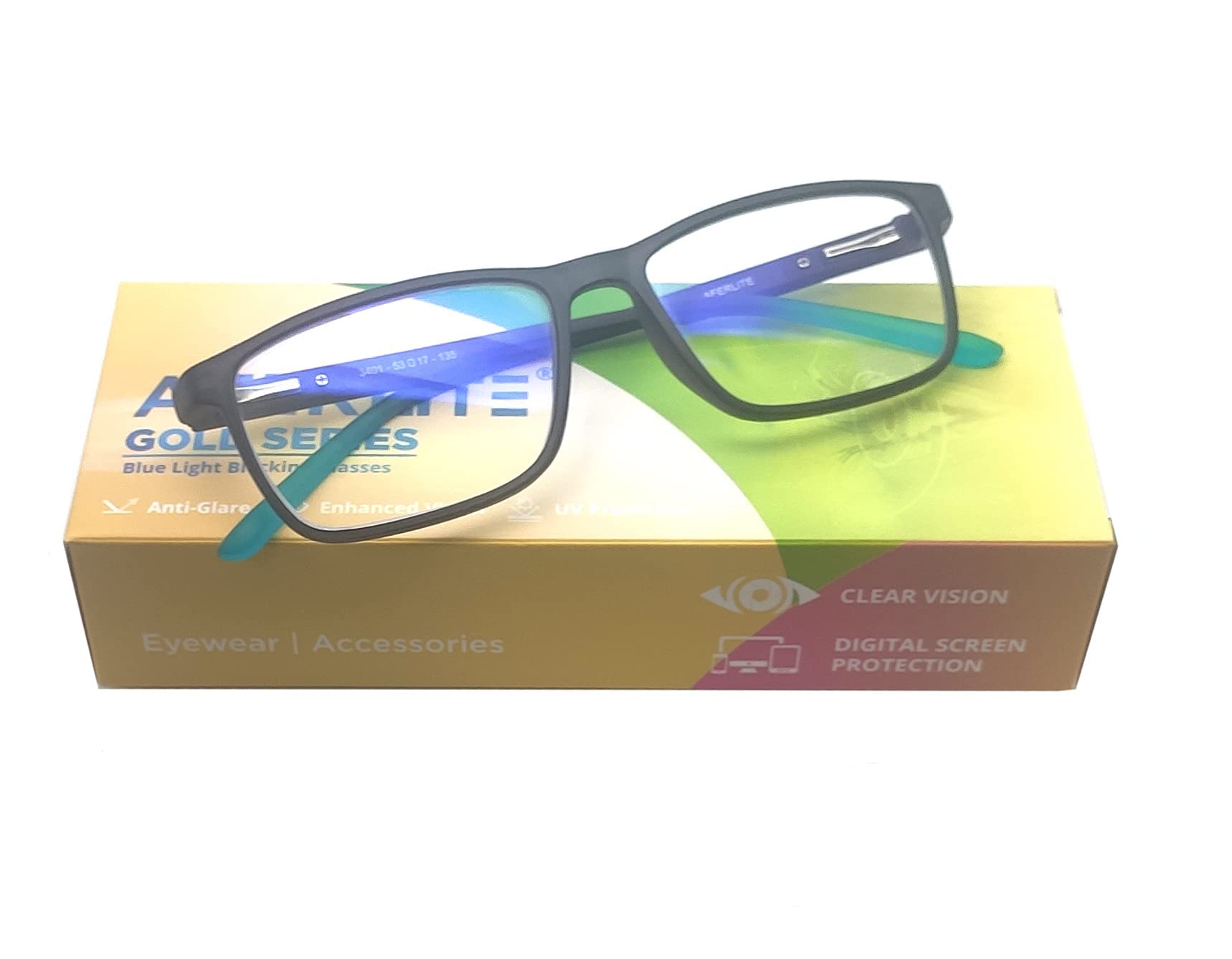 Aferlite® Gold Series Unisex Rectangular Computer Glasses Blue Light Blocking Technology For Eye Protection (53 mm Medium) (TURQUOISE B (TRANSLUCENT)) 2
