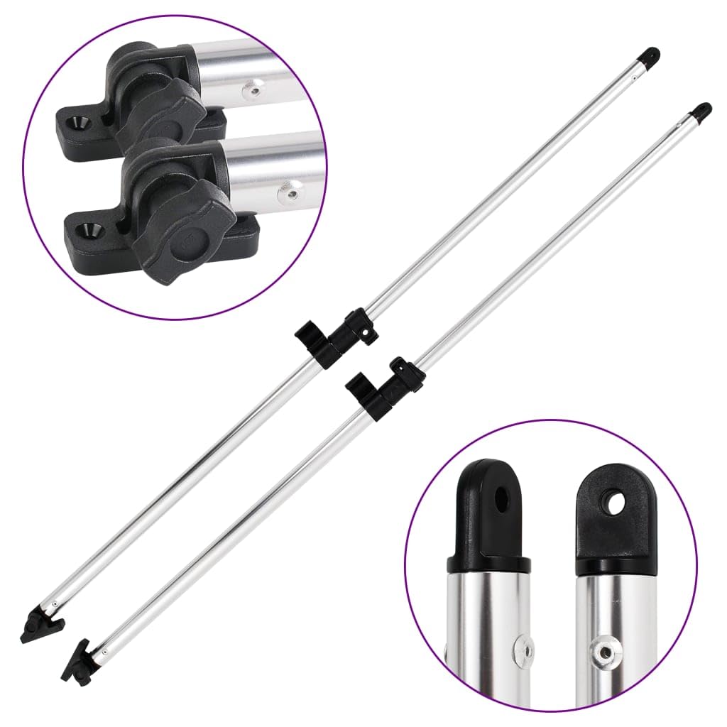 vidaXL 2X Poteaux de Soutien de Dessus Bimini Poteaux de Soutien de Couverture de Bateau Support de Couverture de Bateau Durable Aluminium