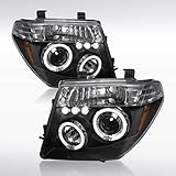 Autozensation Compatible with 2005-2007 Nissan Pathfinder, 2005-2008 Nissan Frontier, Left + Right Pair Headlamps Assembly, Projector Headlights Black