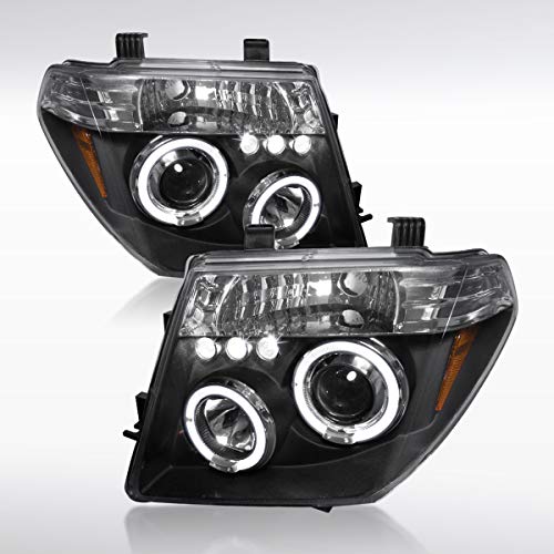 Autozensation Compatible with 2005-2007 Nissan Pathfinder, 2005-2008 Nissan Frontier, Left + Right Pair Headlamps Assembly, Projector Headlights Black
