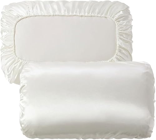 Funda de almohada 100% seda satinada, beige, tamaño King 20 x 40 pulgadas