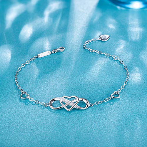 Billie Bijoux Women Bracelets 925 Sterling Silver Infinity Heart White Gold Plated Cubic Zirconia Adjustable Bracelet Best Gifts for Women4