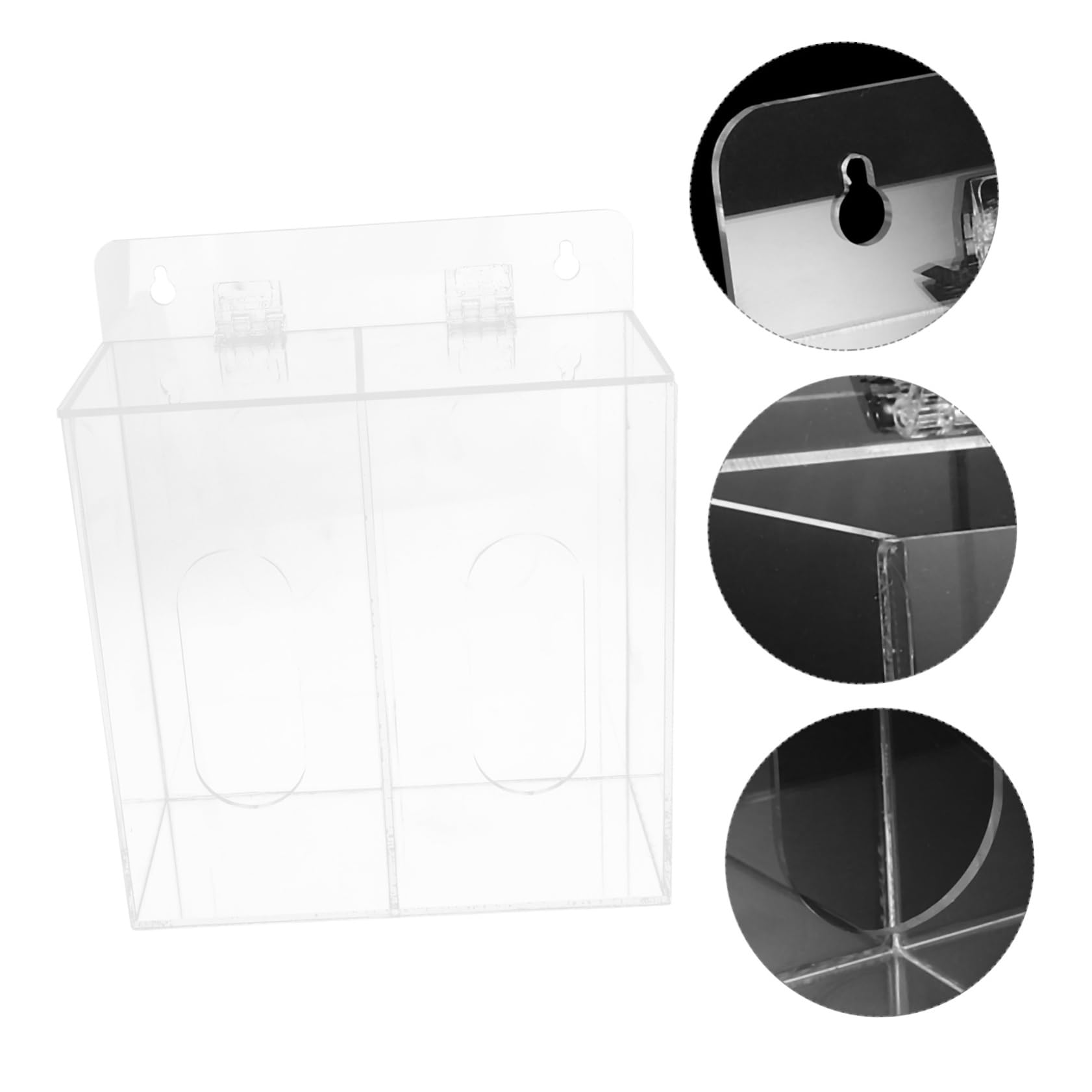 Zerodeko Dispenser per Guanti in Acrilico a Due Scomparti da Parete | Maschere e Guanti, Accesso Rapido in Laboratorio e Contesti Professionali, Contenitore Trasparente