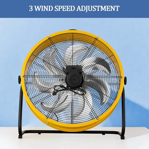 Ventilador de suelo industrial, cuchillas de metal de 3 velocidades resistentes para uso comercial, gimnasio y garaje