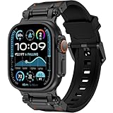 新登場 アップルウォッチ バンド ultra 49mm/46mm/45mm/44mm/42mm Series 10/9/8/7/SE2/SE/6/5/4/3/2/1 Apple Watch バンド スポーツ 防水 TPU 柔らかい アップルウォッチ ベルト メンズ スポーツ (ブラック-ブラック, 49mm/46mm/45mm/44mm/42mm)