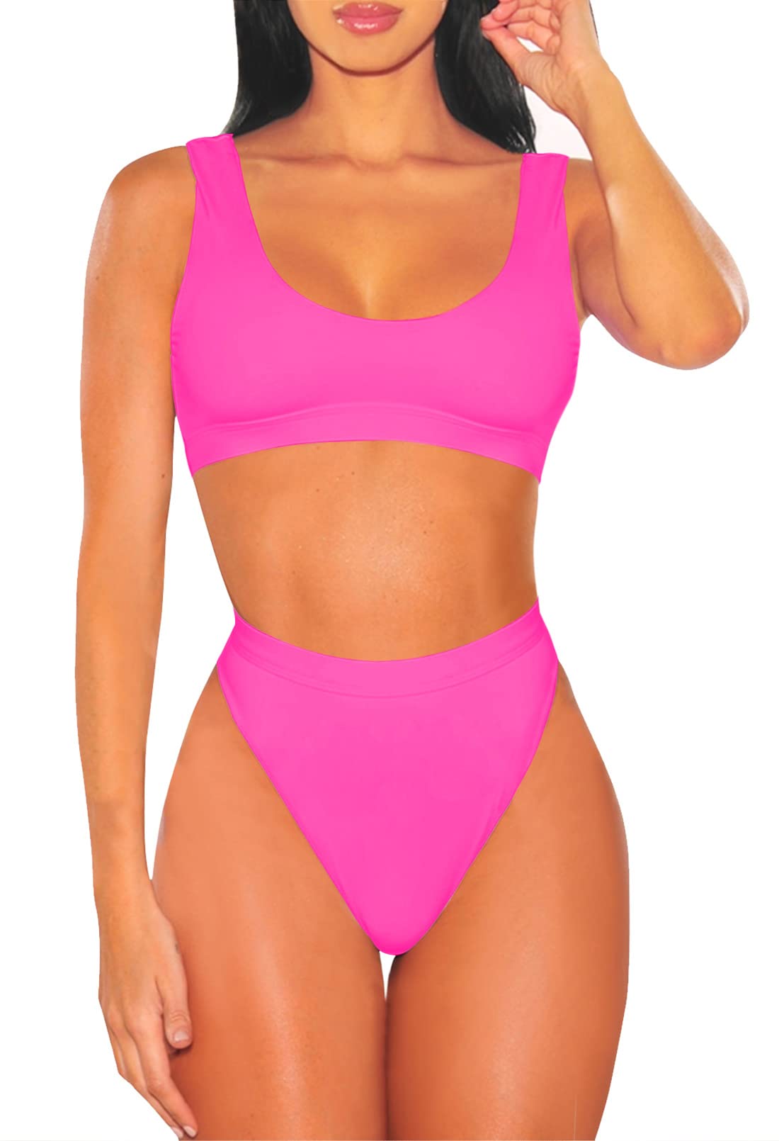 Viottiset Traje de baño para mujer, conjunto de bikini de dos piezas con cintura alta, ropa de playa