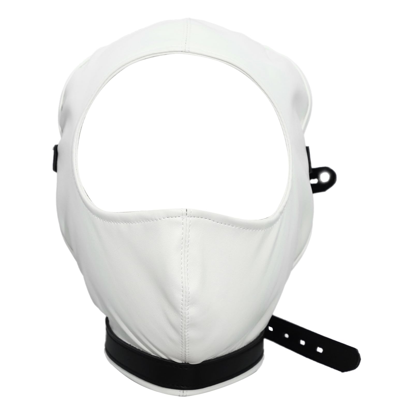 Aislor Leather Full Face Mask Gothic Prom Masquerade Holes Head Cover Adjustable Hood Hollow Out Headgear For Party White with Eyes Hole One Size — image 1